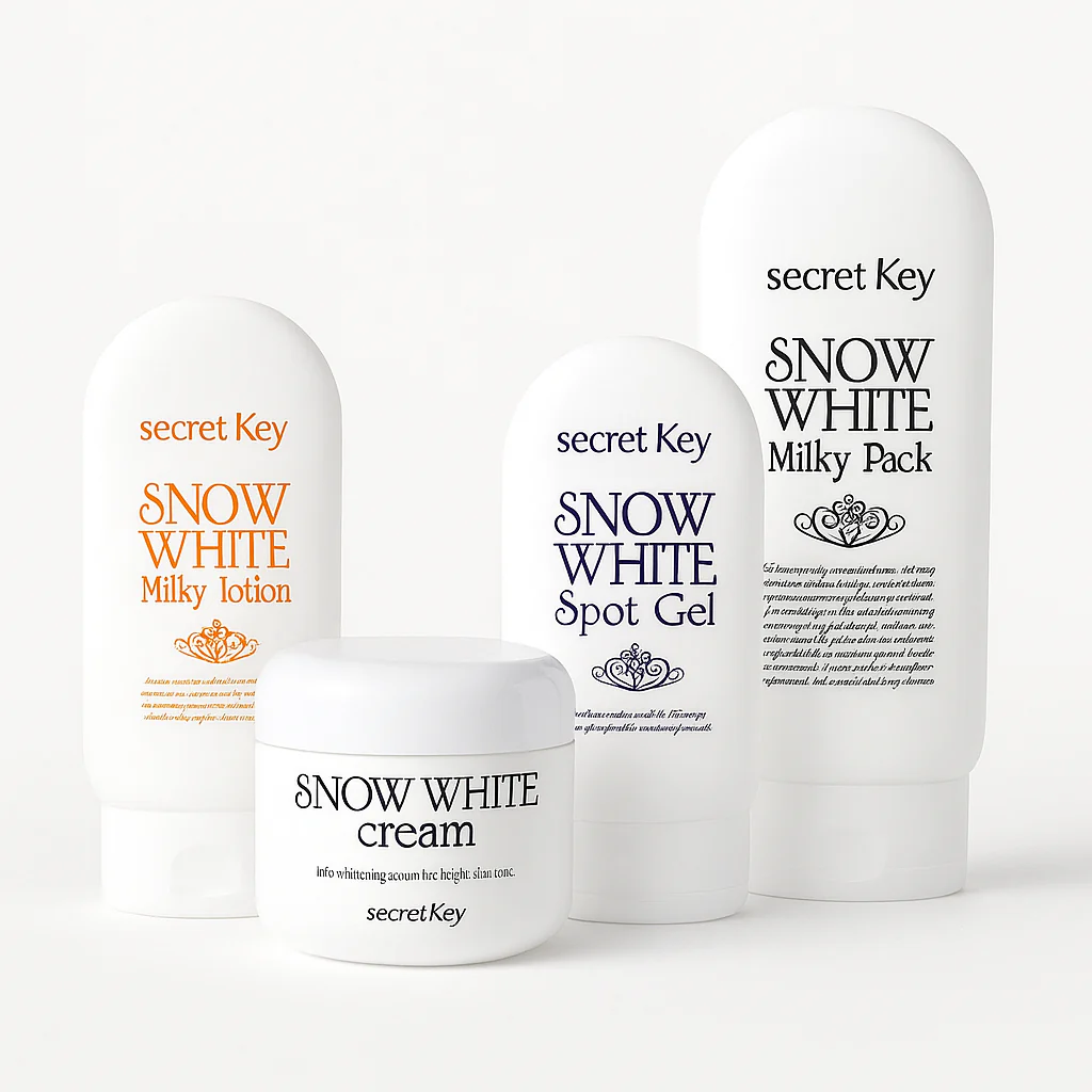 بكج سنو وايت للتفتيح والترطيب وتوحيد لون البشرة 4 قطع - Secret Key Snow White Brightening Skincare Set